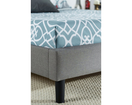 FaFurn - King Size Gray Upholstered Platform Bed with Classic Button Tufted Headboard