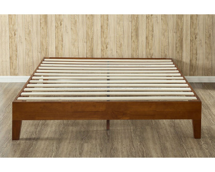 FaFurn Modern Low Profile Solid Wood Platform Bed Frame - Cherry, Twin Size