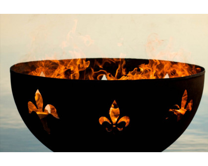 Fire Pit Art Fleur De Lis Natural Gas - All Weather Electronic Ignition AWEIS - Iron Oxide Patina