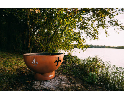 Fire Pit Art Fleur De Lis Natural Gas - All Weather Electronic Ignition AWEIS - Iron Oxide Patina