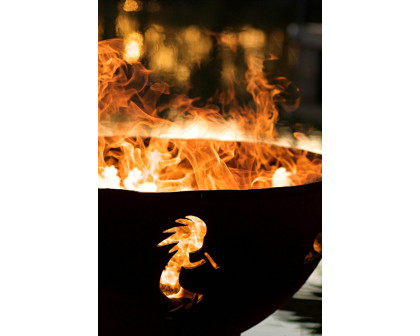 Fire Pit Art Kokopelli Liquid Propane - All Weather Electronic Ignition AWEIS - Speckled Oak