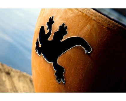 Fire Pit Art Kokopelli Liquid Propane - All Weather Electronic Ignition AWEIS - Speckled Oak