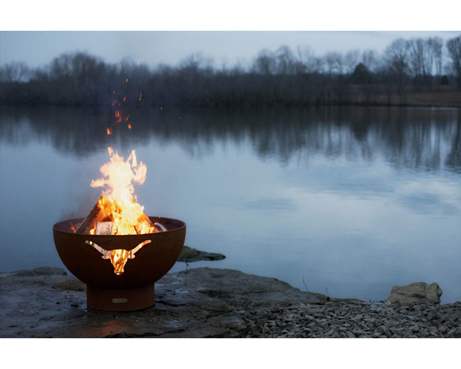 Fire Pit Art Longhorn Wood Burning - Iron Oxide Patina