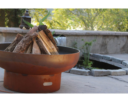 Fire Pit Art Low Boy 30" Natural Gas - All Weather Electronic Ignition AWEIS - Iron Oxide Patina