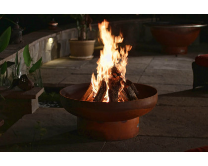 Fire Pit Art Low Boy 30" Natural Gas - All Weather Electronic Ignition AWEIS - Iron Oxide Patina