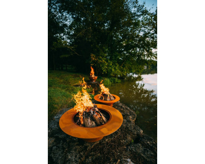 Fire Pit Art Magnum with Lid Liquid Propane - All Weather Electronic Ignition AWEIS - Speckled Oak