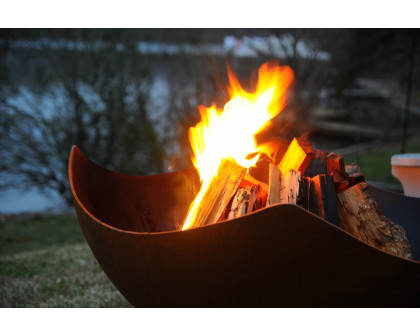 Fire Pit Art Manta Ray Wood Burning - Iron Oxide Patina