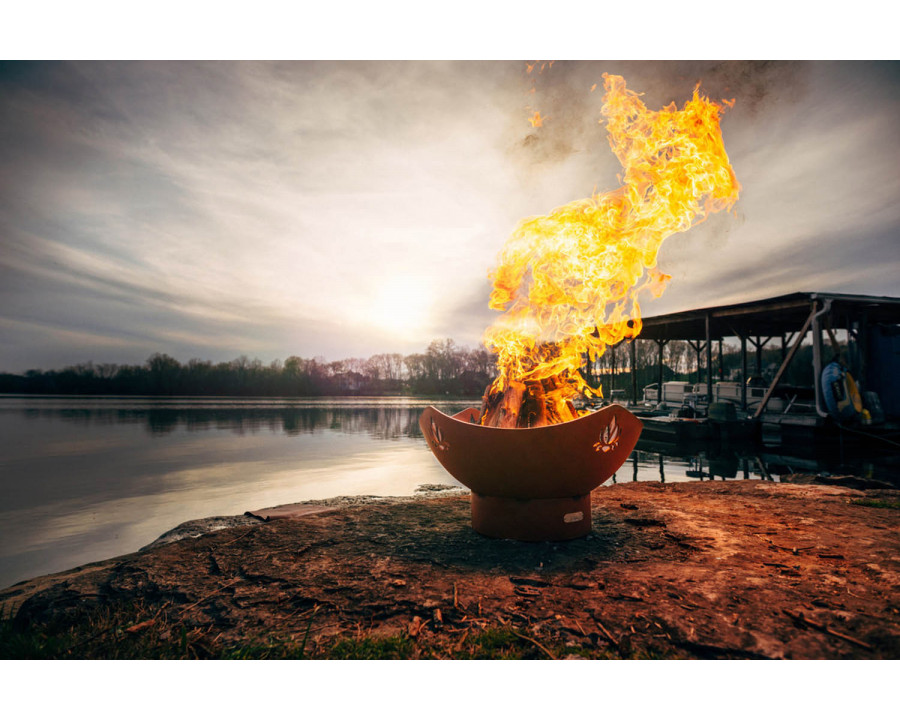 Fire Pit Art Namaste Wood Burning - Iron Oxide Patina