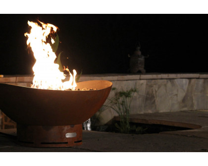 Fire Pit Art Scallop Liquid Propane - Match Lit - Iron Oxide Patina