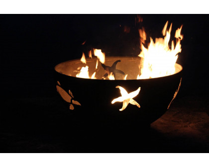 Fire Pit Art Sea Creatures Natural Gas - Match Lit - Textured Black