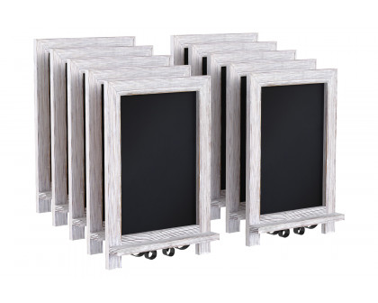 BLNK Canterbury Whitewashed Tabletop Magnetic Chalkboards with Metal Scrolled Legs Set of 10 - 9.5"W x 14"H