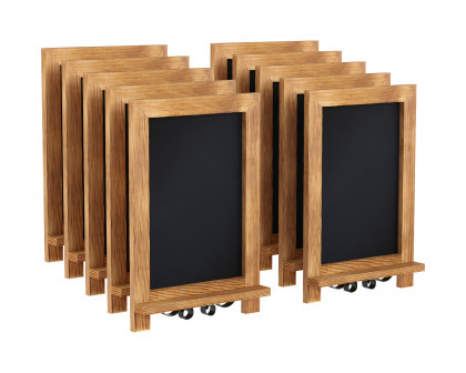 BLNK Canterbury Torched Wood Tabletop Magnetic Chalkboards with Metal Scrolled Legs Set of 10 - 9.5"W x 14"H