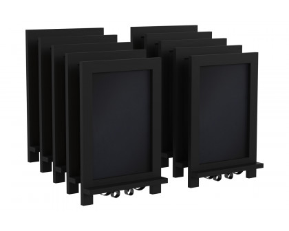 BLNK Canterbury Black Tabletop Magnetic Chalkboards with Metal Scrolled Legs Set of 10 - 9.5"W x 14"H