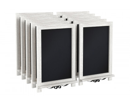 BLNK Canterbury Whitewashed Tabletop Magnetic Chalkboards with Metal Scrolled Legs Set of 10 - 12"W x 17"H