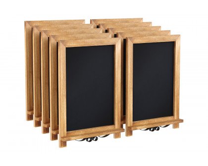 BLNK Canterbury Torched Wood Tabletop Magnetic Chalkboards with Metal Scrolled Legs Set of 10 - 12"W x 17"H