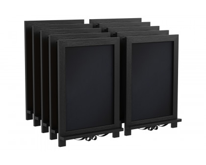 BLNK Canterbury Black Tabletop Magnetic Chalkboards with Metal Scrolled Legs Set of 10 - 12"W x 17"H