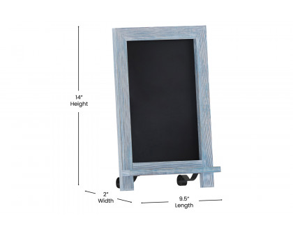 BLNK Canterbury Rustic Blue Tabletop Magnetic Chalkboards with Metal Scrolled Legs Set of 10 - 9.5"W x 14"H