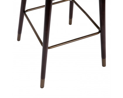 BLNK Margo Commercial LeatherSoft Mid-Back Modern Bar Stool with Walnut Finish Beechwood Legs and Curved Back Set of 2 - Black