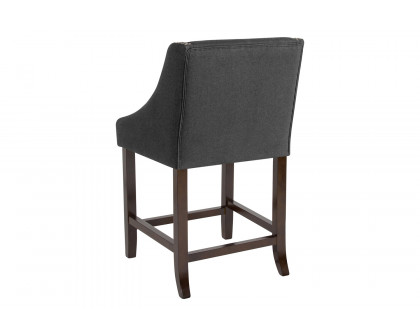 BLNK Carmel Series Fabric Transitional Walnut Counter Height Stool with Nail Trim Set of 2 - Charcoal