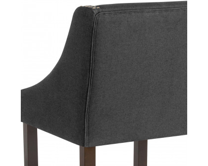 BLNK Carmel Series Fabric Transitional Walnut Counter Height Stool with Nail Trim Set of 2 - Charcoal