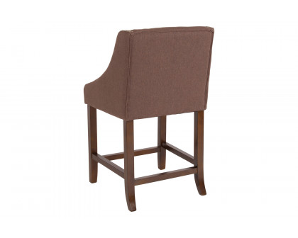 BLNK Carmel Series Fabric Transitional Walnut Counter Height Stool with Nail Trim Set of 2 - Brown