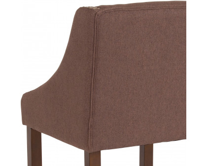 BLNK Carmel Series Fabric Transitional Walnut Counter Height Stool with Nail Trim Set of 2 - Brown