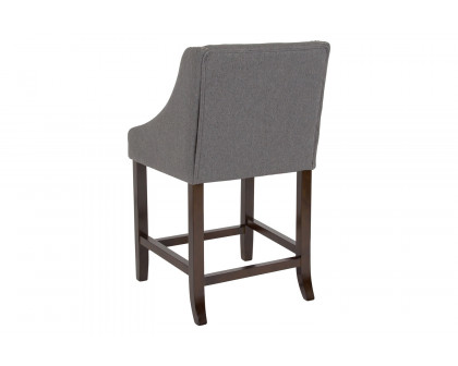 BLNK Carmel Series Fabric Transitional Walnut Counter Height Stool with Nail Trim Set of 2 - Dark Gray