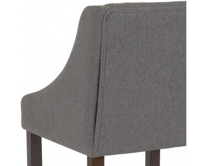 BLNK Carmel Series Fabric Transitional Walnut Counter Height Stool with Nail Trim Set of 2 - Dark Gray