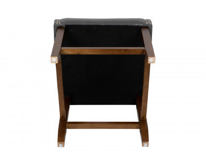 BLNK - Carmel Series Transitional Walnut Counter Height Stool with Nail Trim in Dark Gray LeatherSoft Set of 2