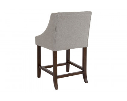 BLNK Carmel Series Fabric Transitional Walnut Counter Height Stool with Nail Trim Set of 2 - Light Gray