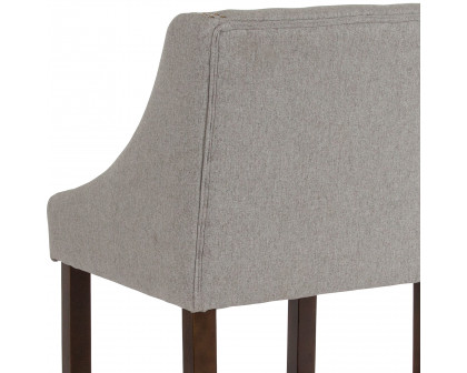 BLNK Carmel Series Fabric Transitional Walnut Counter Height Stool with Nail Trim Set of 2 - Light Gray