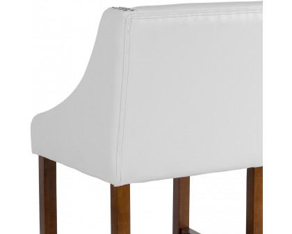 BLNK Carmel Series LeatherSoft Transitional Walnut Counter Height Stool with Nail Trim Set of 2 - White