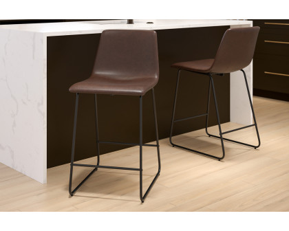 BLNK Reagan Commercial LeatherSoft Counter Height Bar Stools Set of 2