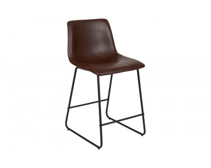 BLNK Reagan Commercial LeatherSoft Counter Height Bar Stools Set of 2 - Dark Brown