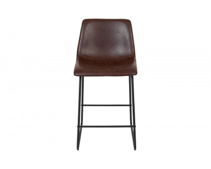 BLNK Reagan Commercial LeatherSoft Counter Height Bar Stools Set of 2 - Dark Brown