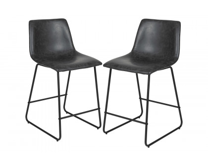 BLNK Reagan Commercial LeatherSoft Counter Height Bar Stools Set of 2 - Gray