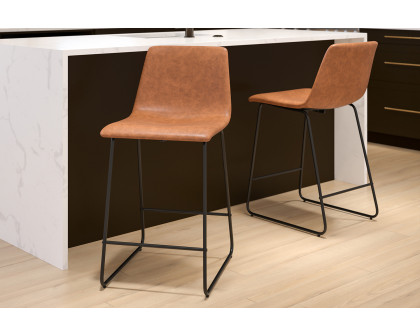 BLNK Reagan Commercial LeatherSoft Counter Height Bar Stools Set of 2