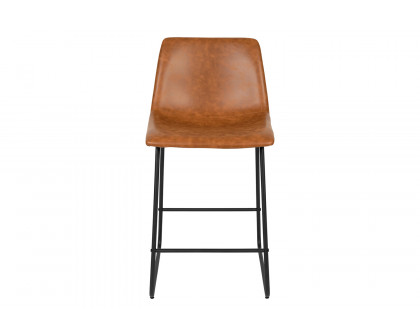 BLNK Reagan Commercial LeatherSoft Counter Height Bar Stools Set of 2 - Light Brown