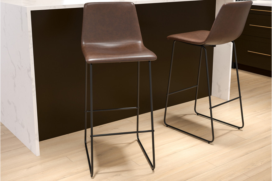 BLNK™ Reagan Commercial LeatherSoft Bar Height Bar Stools Set of 2 - Dark Brown