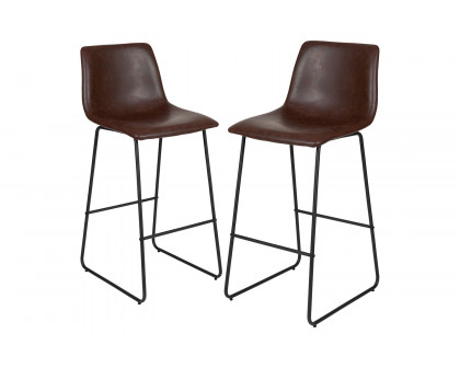 BLNK™ Reagan Commercial LeatherSoft Bar Height Bar Stools Set of 2 - Dark Brown