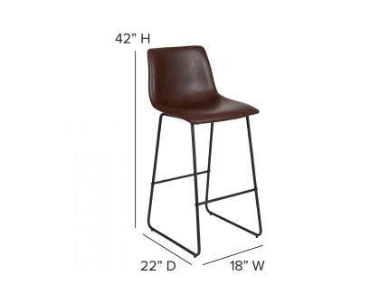 BLNK™ Reagan Commercial LeatherSoft Bar Height Bar Stools Set of 2 - Dark Brown