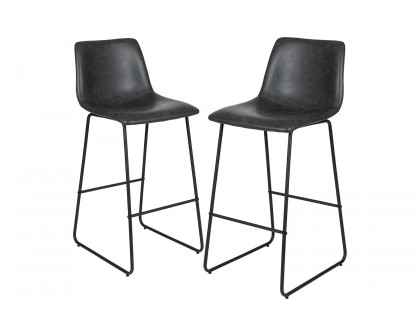 BLNK Reagan Commercial LeatherSoft Bar Height Bar Stools Set of 2 - Gray