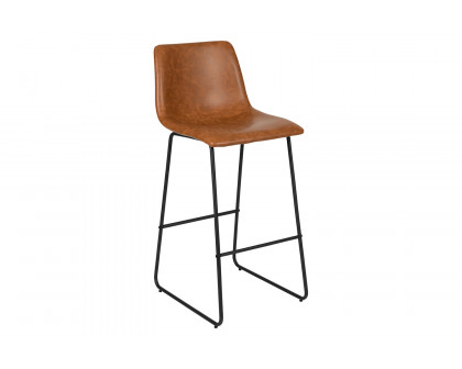 BLNK™ Reagan Commercial LeatherSoft Bar Height Bar Stools Set of 2 - Light Brown