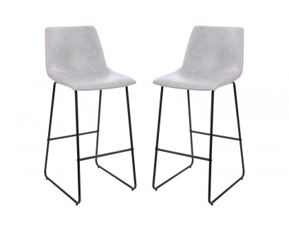 BLNK Reagan Commercial LeatherSoft Bar Height Bar Stools Set of 2 - Light Gray