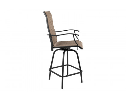 BLNK Valerie All-Weather Swivel Textilene Patio Bar Height Stools with High Back and Armrests Set of 2 - Brown