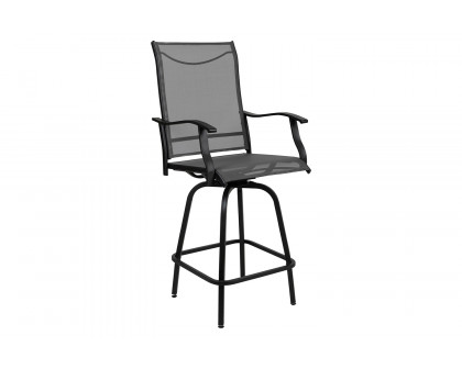 BLNK Valerie All-Weather Swivel Textilene Patio Bar Height Stools with High Back and Armrests Set of 2 - Gray