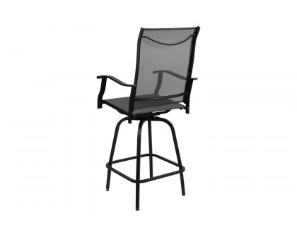 BLNK Valerie All-Weather Swivel Textilene Patio Bar Height Stools with High Back and Armrests Set of 2 - Gray