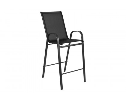 BLNK - Brazos Series Black Outdoor Bar Stool with Flex Comfort Material and Frame 2 Pack