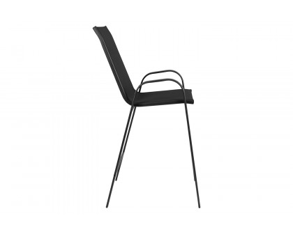 BLNK - Brazos Series Black Outdoor Bar Stool with Flex Comfort Material and Frame 2 Pack