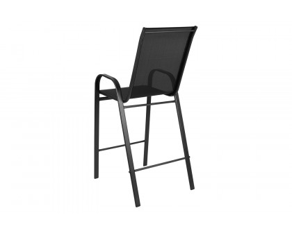 BLNK - Brazos Series Black Outdoor Bar Stool with Flex Comfort Material and Frame 2 Pack